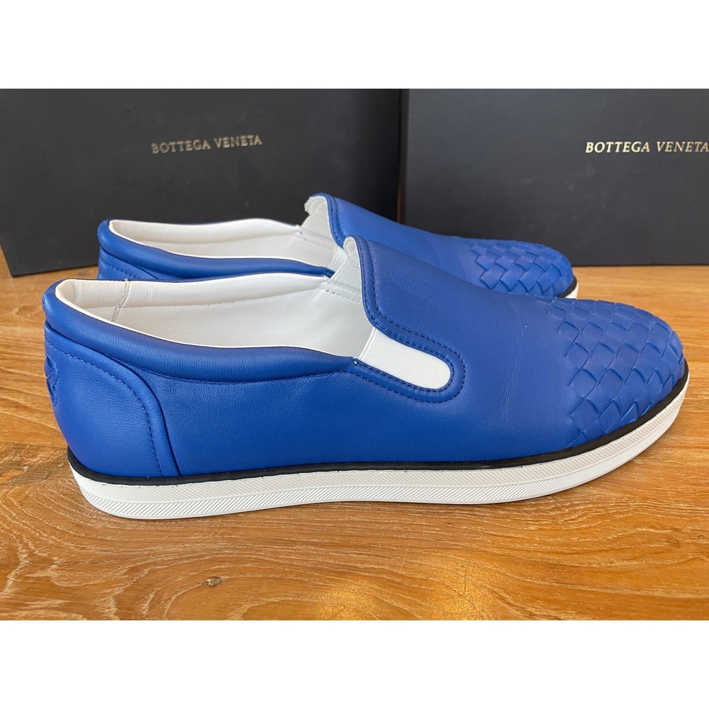 BOTTEGA VENETA Intrecciato Blue Leather 592368 Speedster Slip on Shoes - Picture 5 of 11